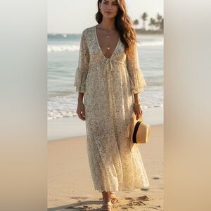 Spoon Jeans Long, flowing chiffon dress with a printed pattern.